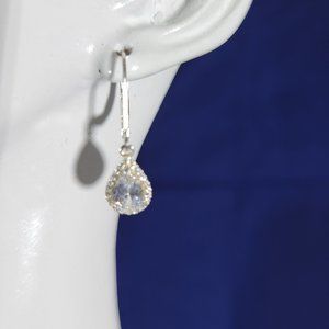 Avon Sterling Silver Halo CZ Drop Earrings